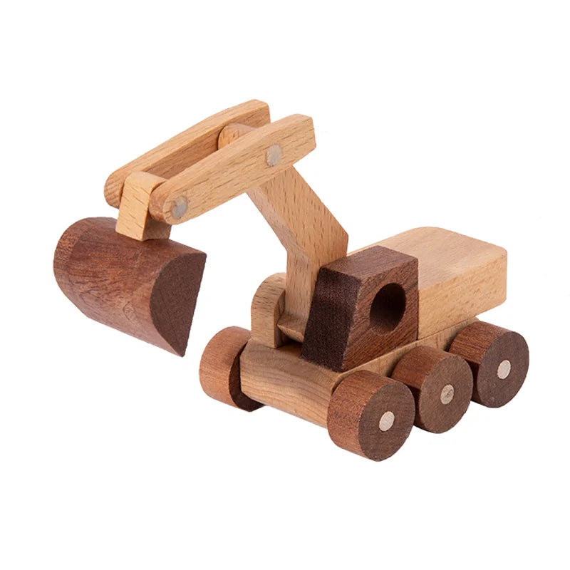 Wooden Construction Vehicle Toy Set for Kids