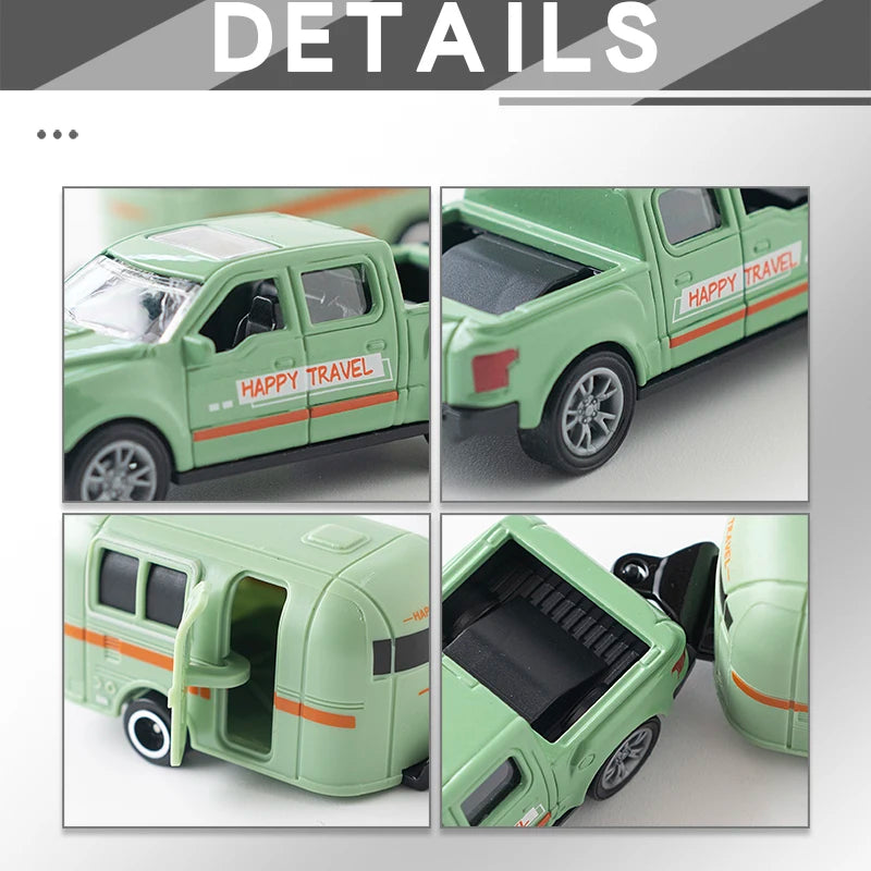 Pickup Truck and Caravan Pull Back Toy Set