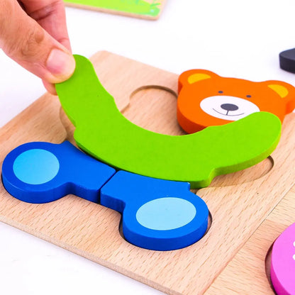 Wooden Animal and Vehicle Chunky Puzzle for Kids