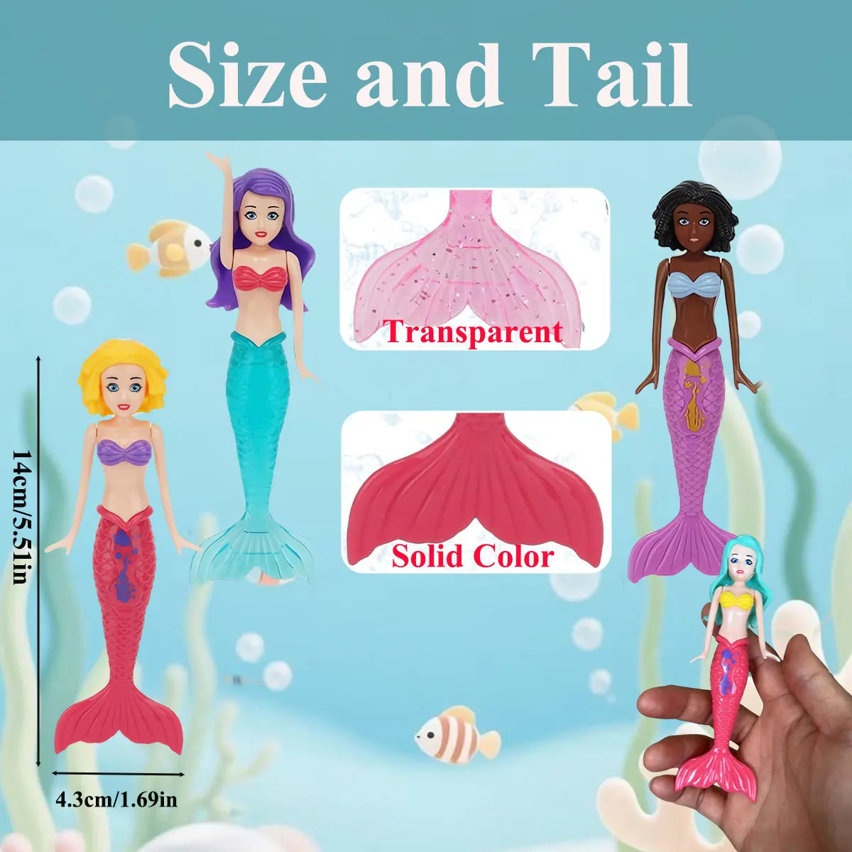 Mermaid Diving Toy Set for Pool and Bath Play