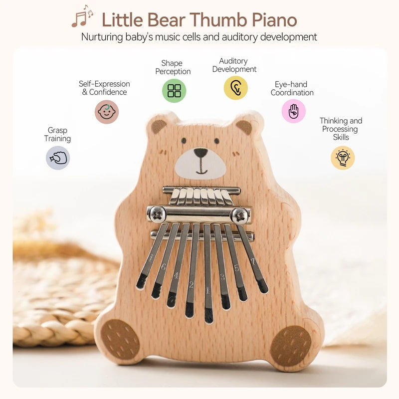 Wooden Bear Thumb Piano Musical Toy for Kids