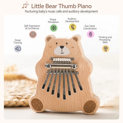 Wooden Bear Thumb Piano Musical Toy for Kids