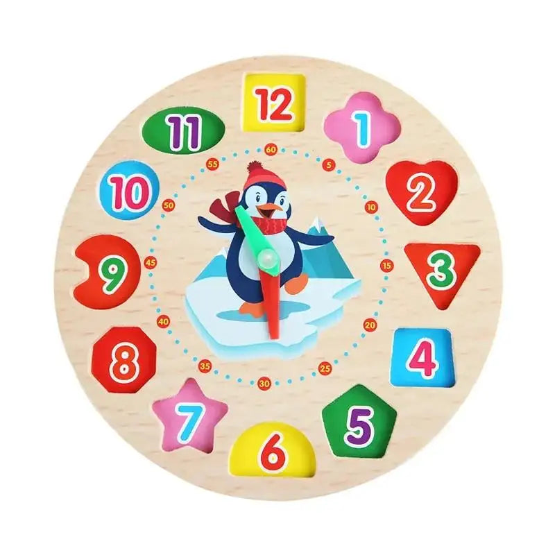 Wooden Number and Time Learning Clock Puzzle for Kids