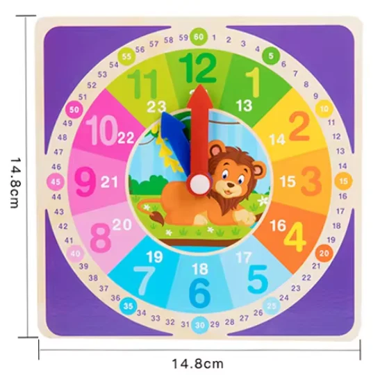 Wooden Number and Time Learning Clock Puzzle for Kids