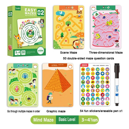 Wipe Clean Maze Activity Card Set for Kids