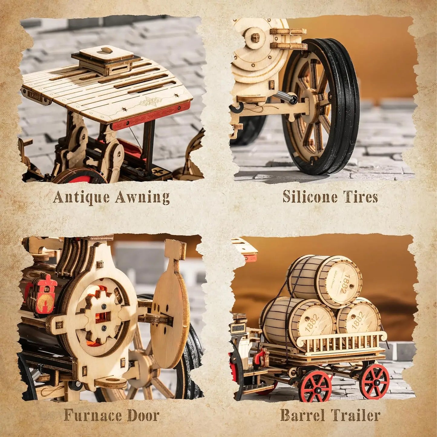 Robotime 469 Piece Mechanical Steam Locomotive 3D Wooden Puzzle