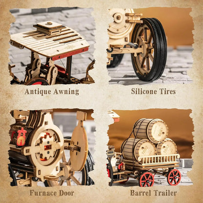 Robotime 469 Piece Mechanical Steam Locomotive 3D Wooden Puzzle