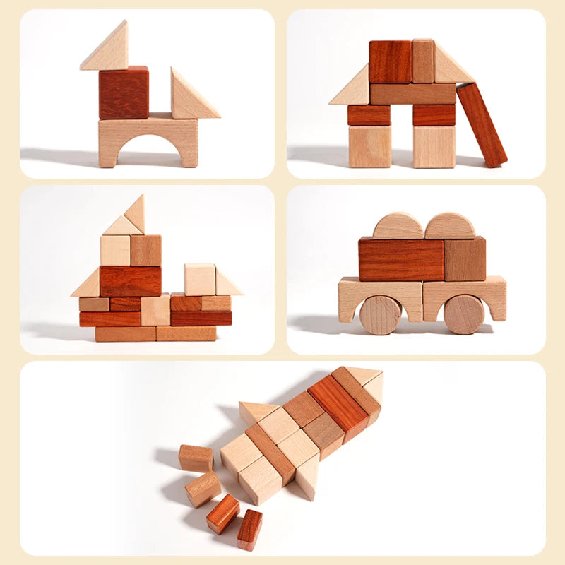 29 Piece Wooden Building Block Set for Kids
