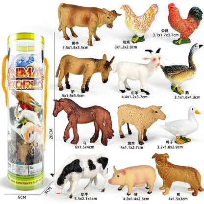 12 Piece Farm and Poultry Animal Figure Set