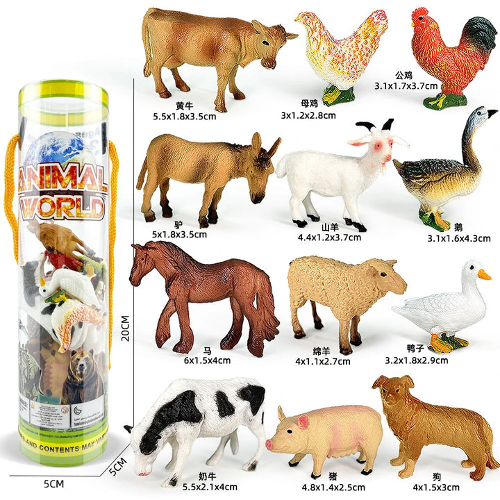 12 Piece Farm and Poultry Animal Figure Set