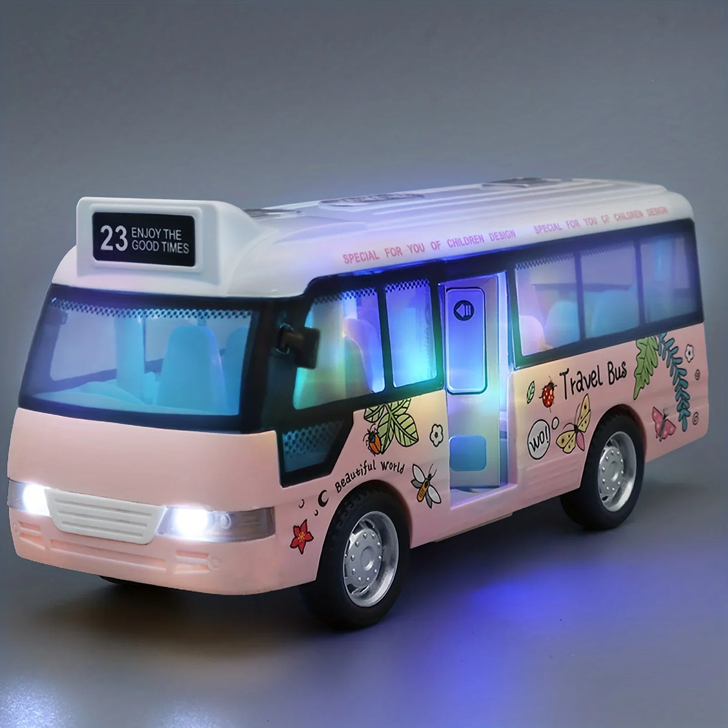 City Bus Toy with Sound Lights and Opening Doors