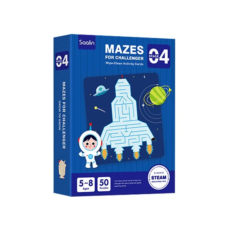 Wipe Clean Maze Activity Card Set for Kids