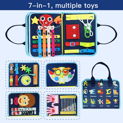 7-in-1 Montessori Busy Board for Kids Ages 3–6