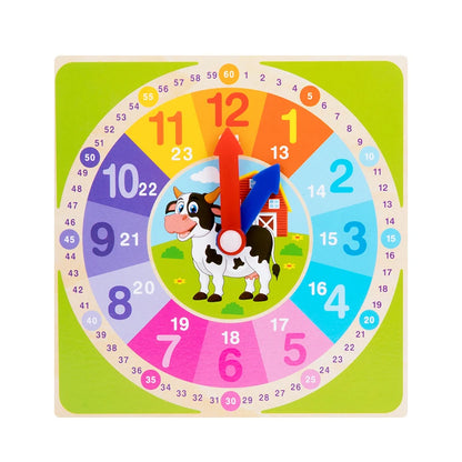 Wooden Number and Time Learning Clock Puzzle for Kids
