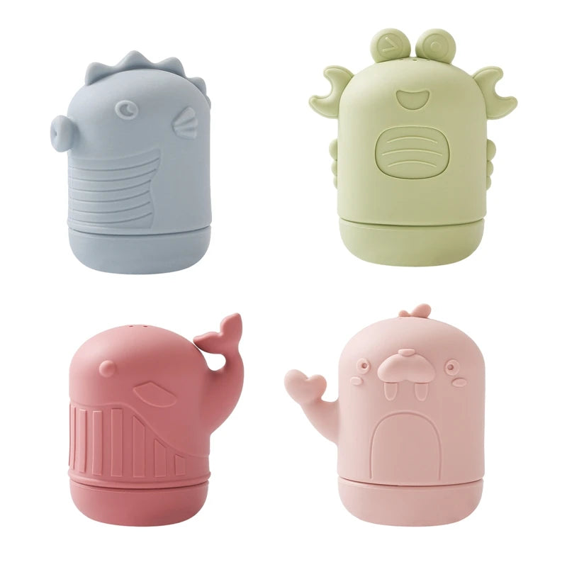 Silicone Animal Water Spraying Bath Toy Set