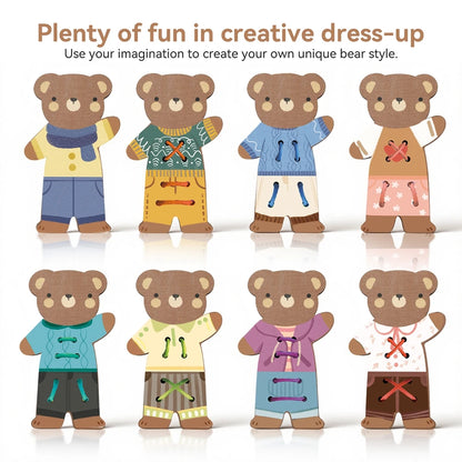 Wooden Bear Threading and Dress Up Activity Set