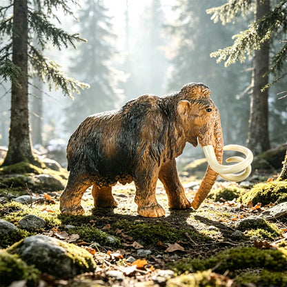 Realistic Woolly Mammoth and Elephant Animal Figure