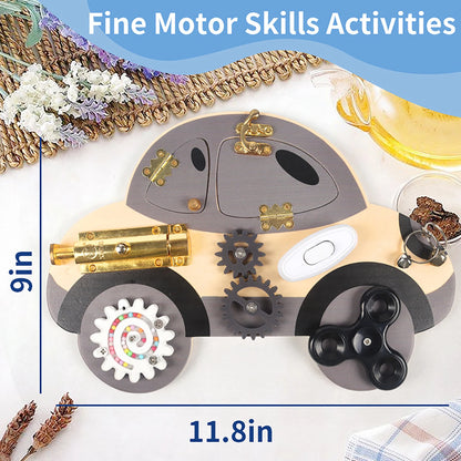 Wooden Steering Wheel Busy Board for Kids Ages 3 to 6