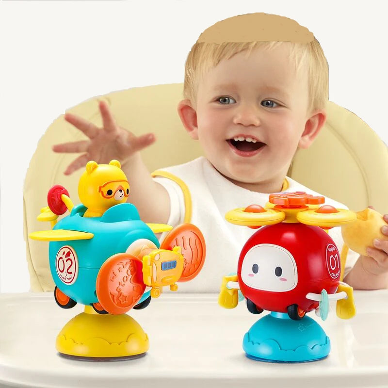 Suction Spinner and Pull-String Sensory Toy for Babies