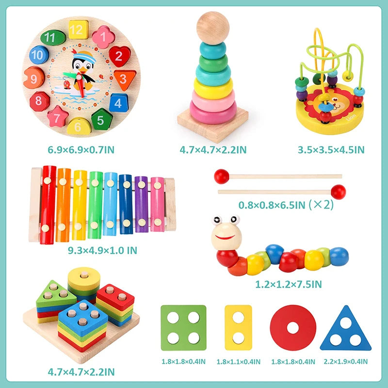 Wooden Montessori Learning Activity Toy Set for Kids